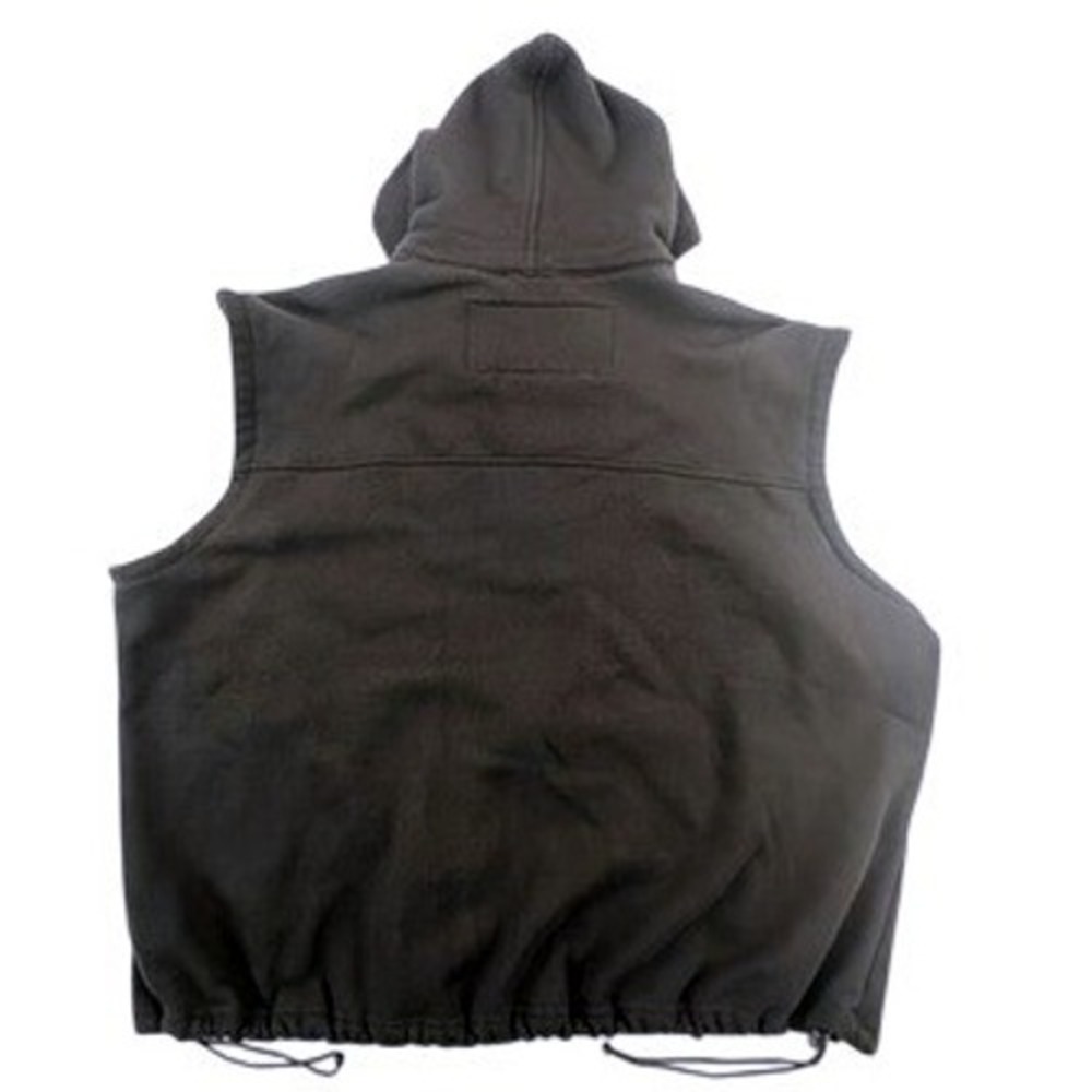 Harley Davidson Mens XL Leather Hooded Vest Black Full Zip Biker RN103819 - Picture 3 of 12